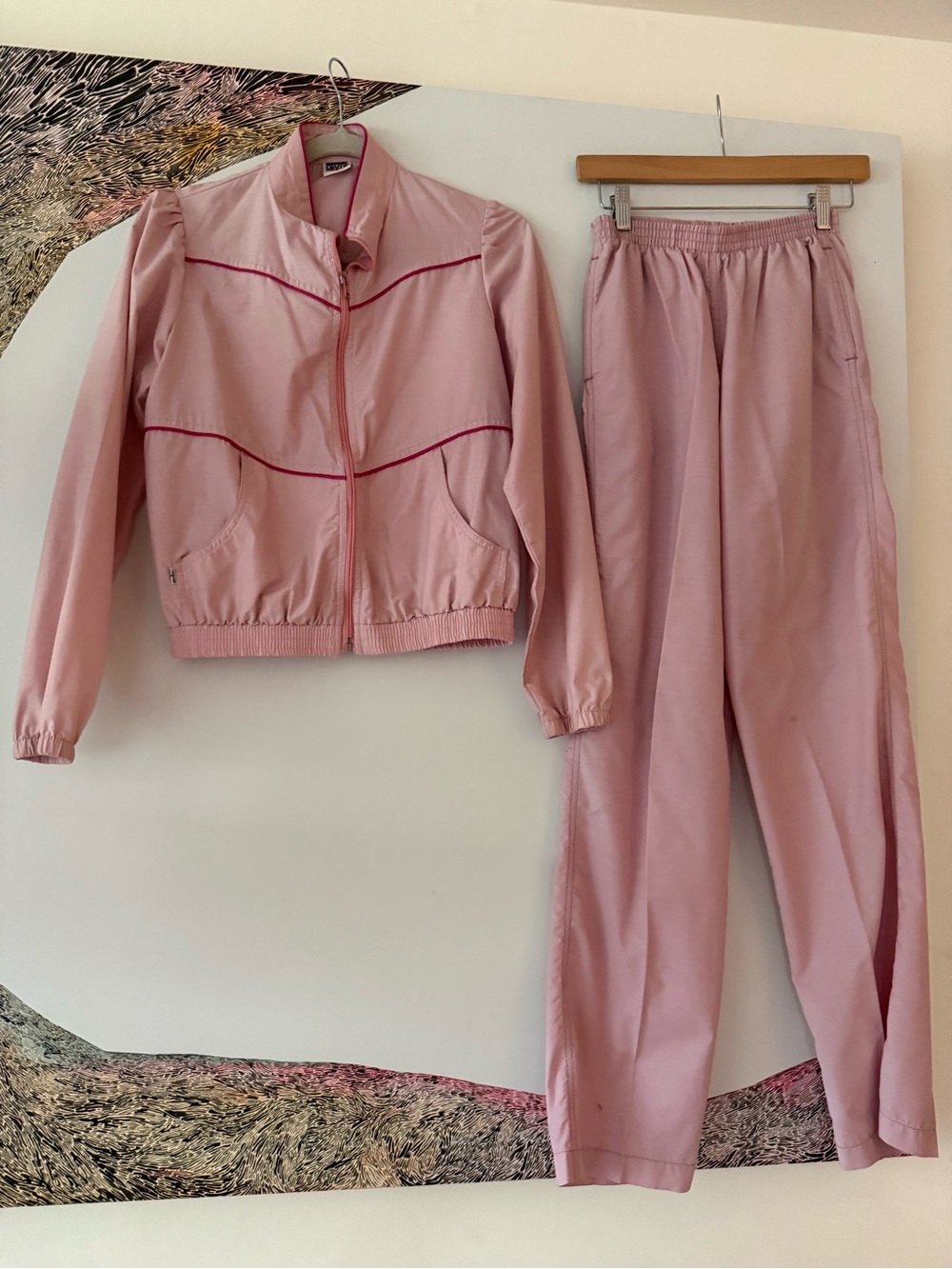 RARE Vintage Levi's Light Pink Women's Track Jacket & Joggers Set M